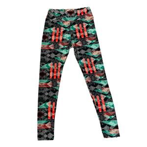 LuLaRoe Women's Leggings Stretch Geometric One size OS Holiday Green Red Black